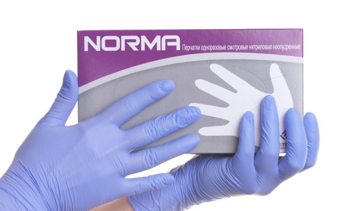 Перчатки NORMA сиреневый (XS) - нитриловые, текстурированные (50пар), NORMA / Таиланд